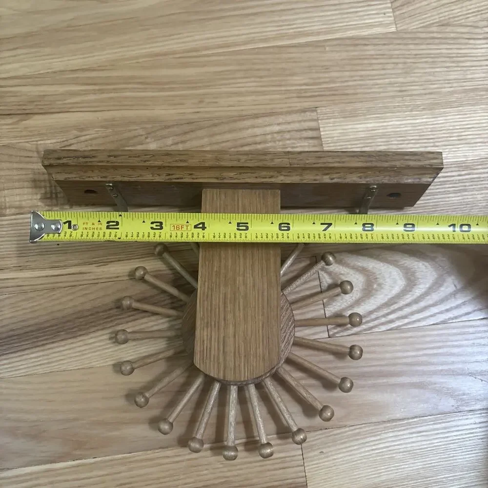 Vintage Wooden Tie Rack Organizer Spinning Rotating With Hooks Rare MCM Stylish!